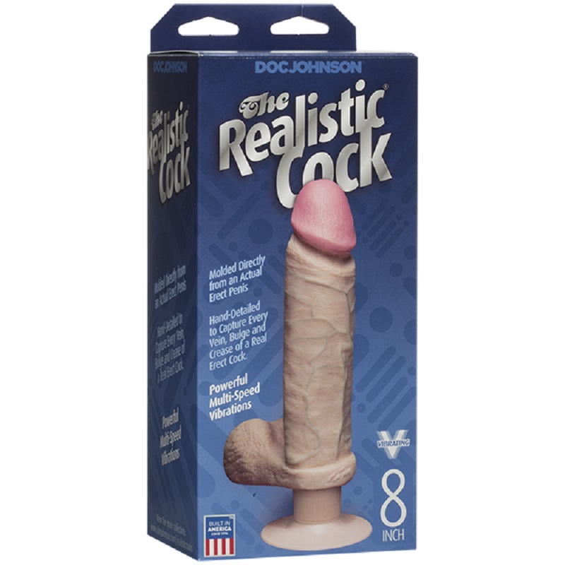   8     The Realistic Cock Vibrating 8 - White