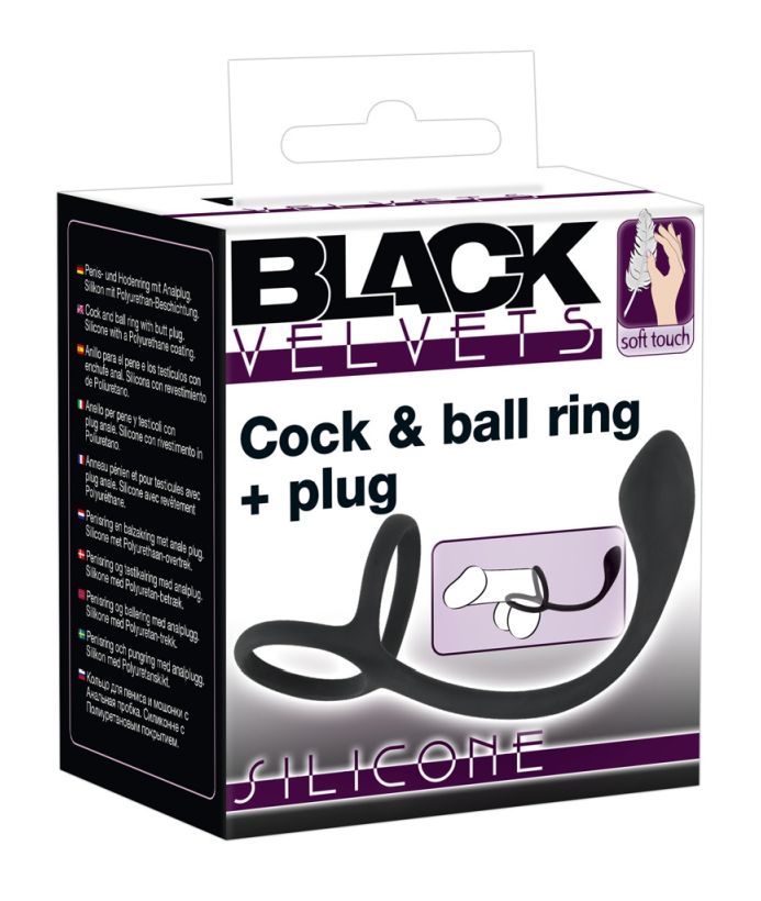       +   Black Velvets Cock & Ball Ring + Plug