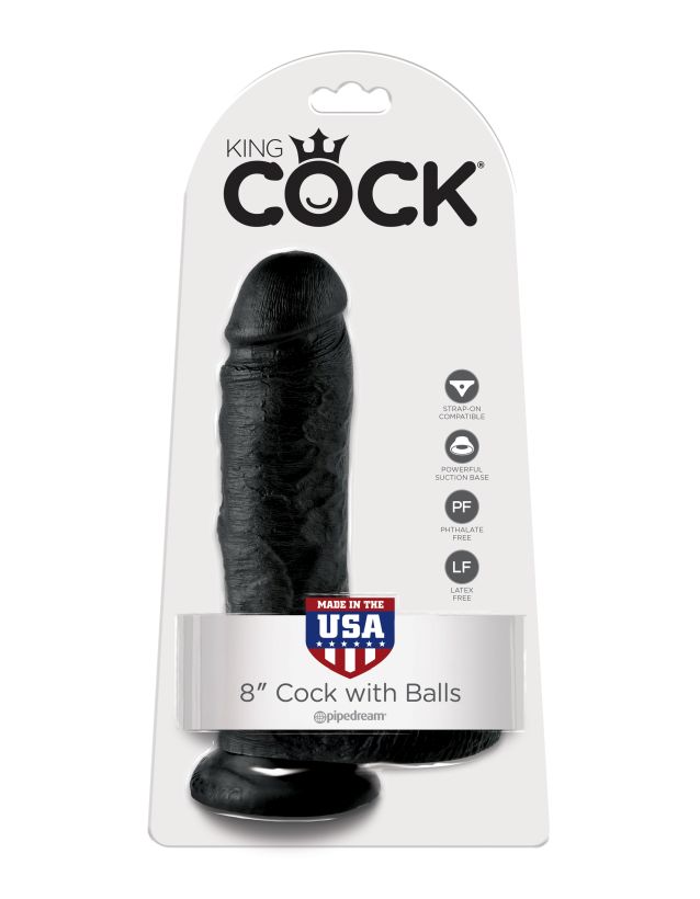      King Cock 8 Cock with Balls Black