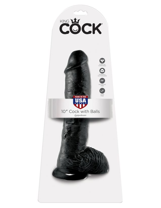 -      King Cock 10 Cock with Balls Black