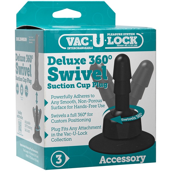  -      /    Vac-U-Lock Deluxe 360 Swivel Suction Cup Plug - Black