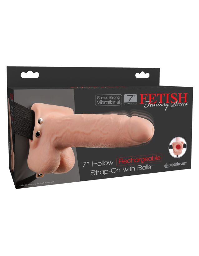     Fetish Fantasy 7 Hollow Rechargeable Strap-on with Balls