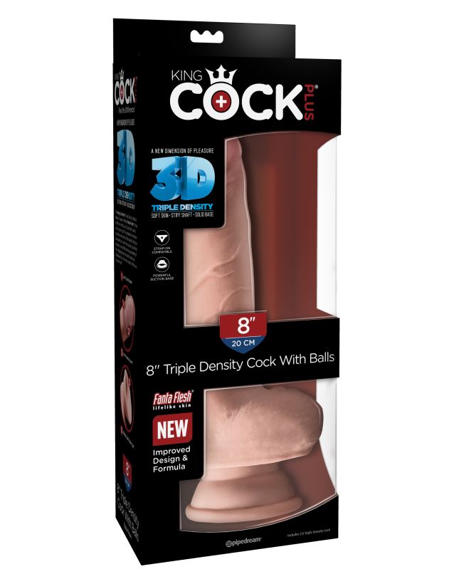      King Cock Plus 8 Triple Density Fat Cock with Balls
