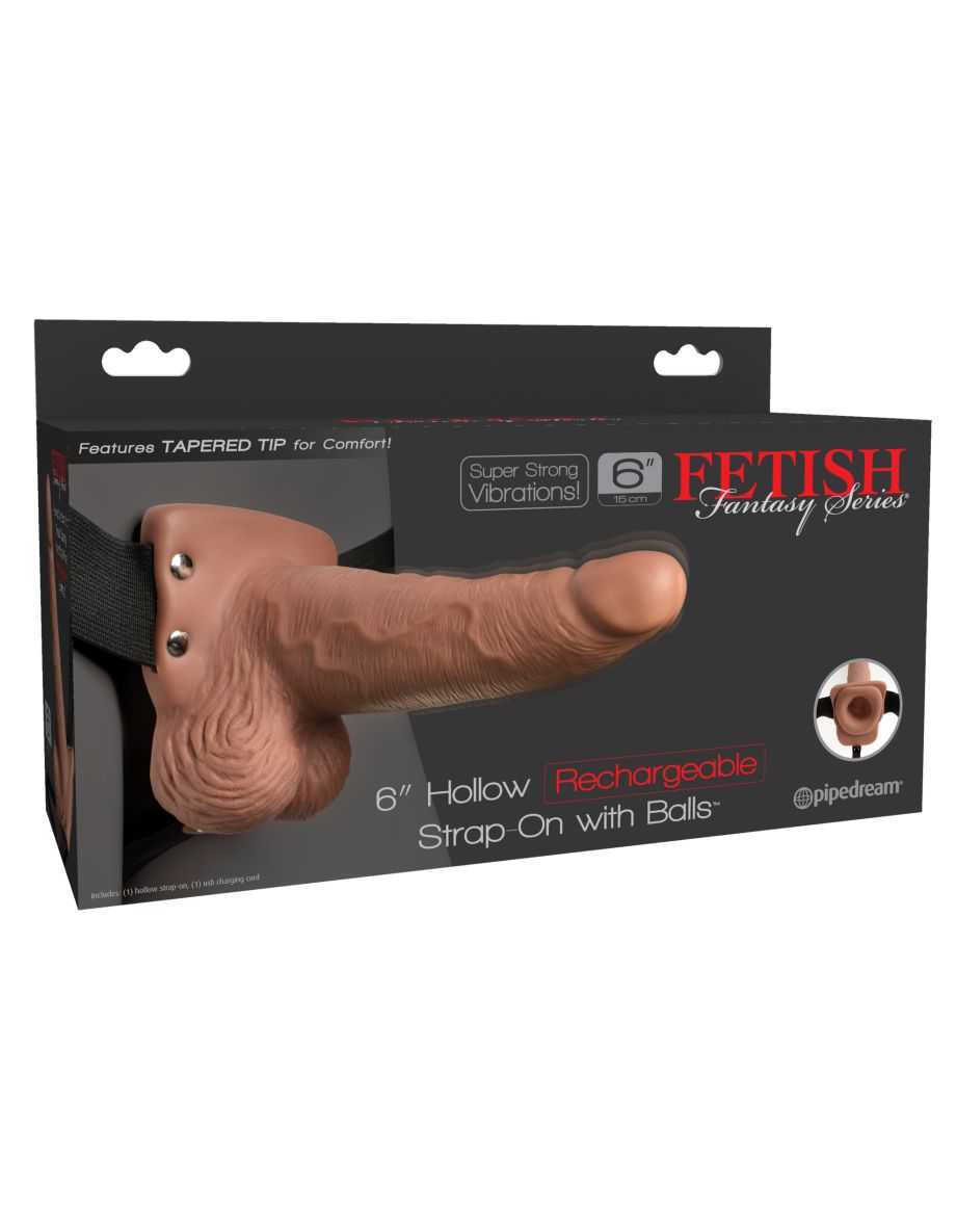   Fetish Fantasy 6 Hollow Rechargeable Strap-On Tan