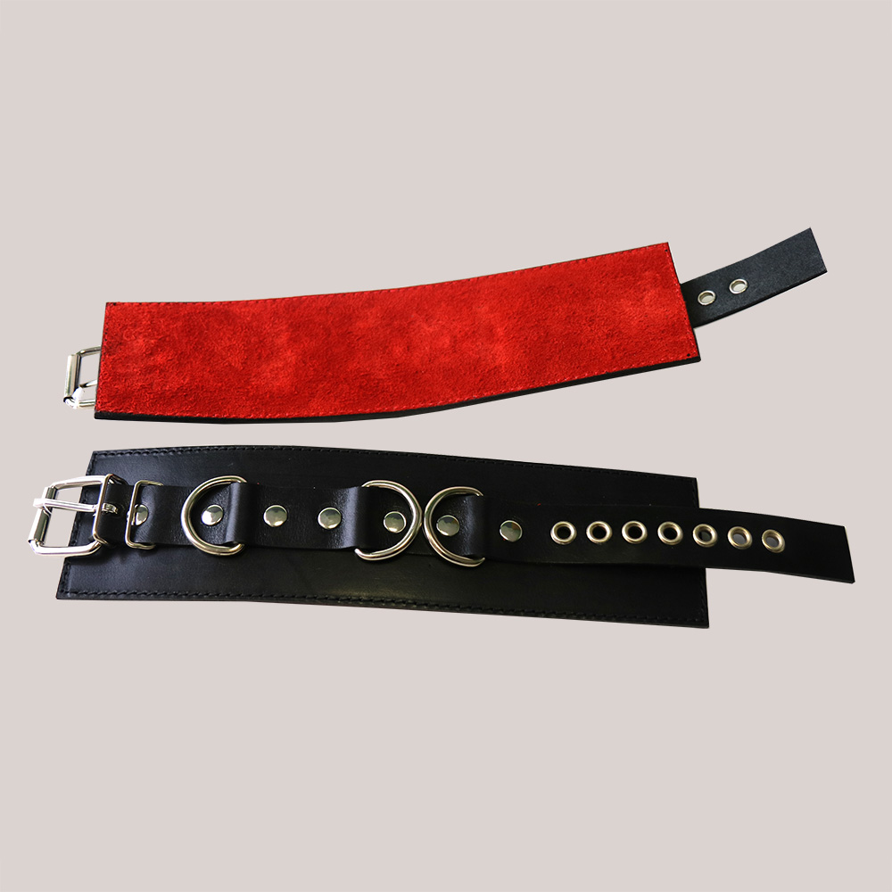 Наручники подшитые застежка: ремешок с пряжкой с 3 сварными D-кольцами Наручники подшитые застежка: ремешок с пряжкой с 3 сварными D-кольцами